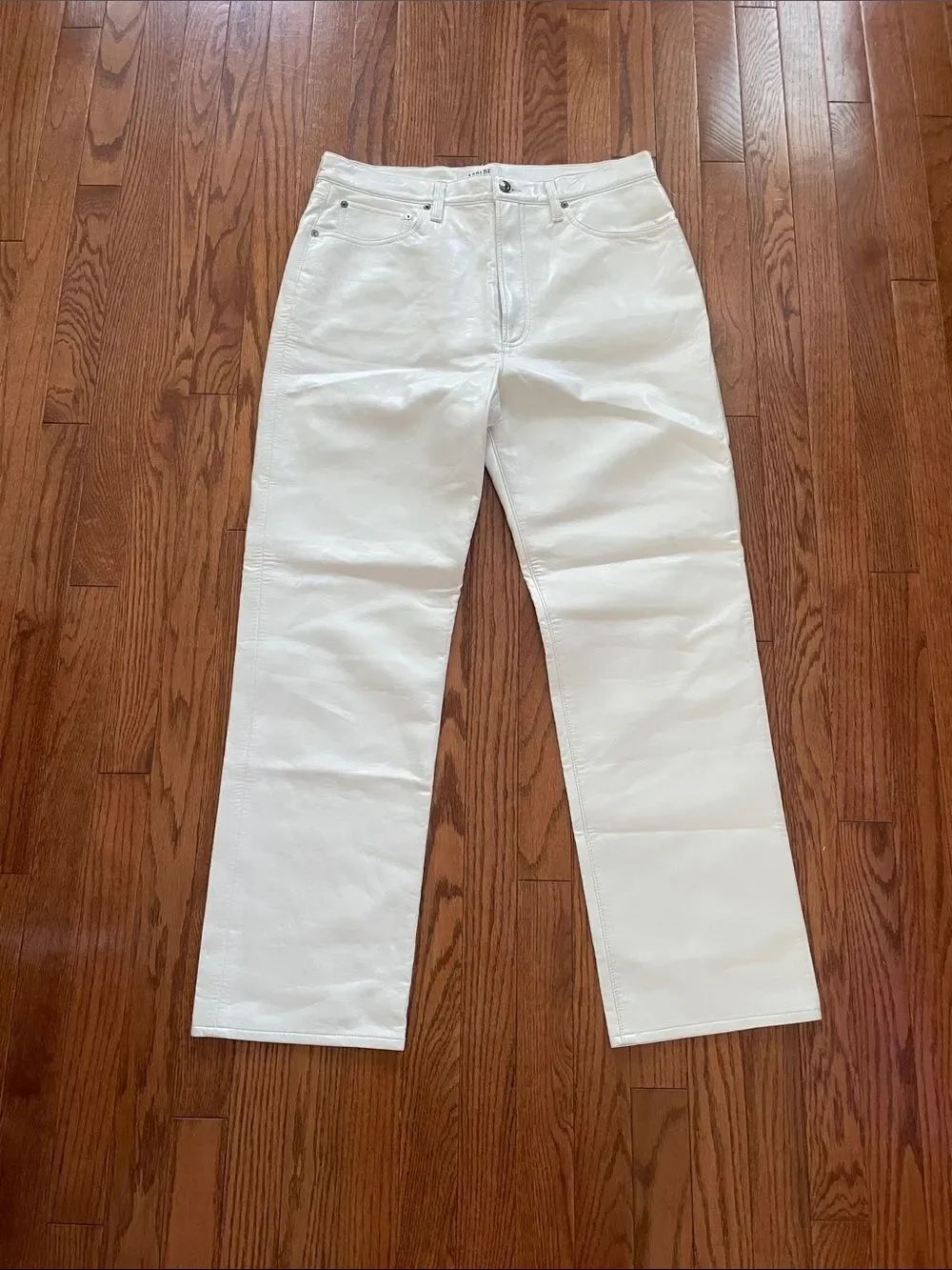 Agolde 90s Pinch Waist White Recycled Leather Pants Sz 31